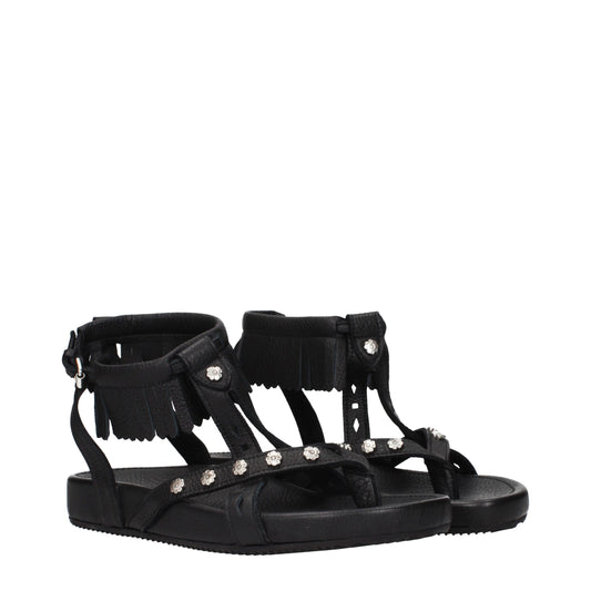 Isabel Marant Black Leather Flat Sandals