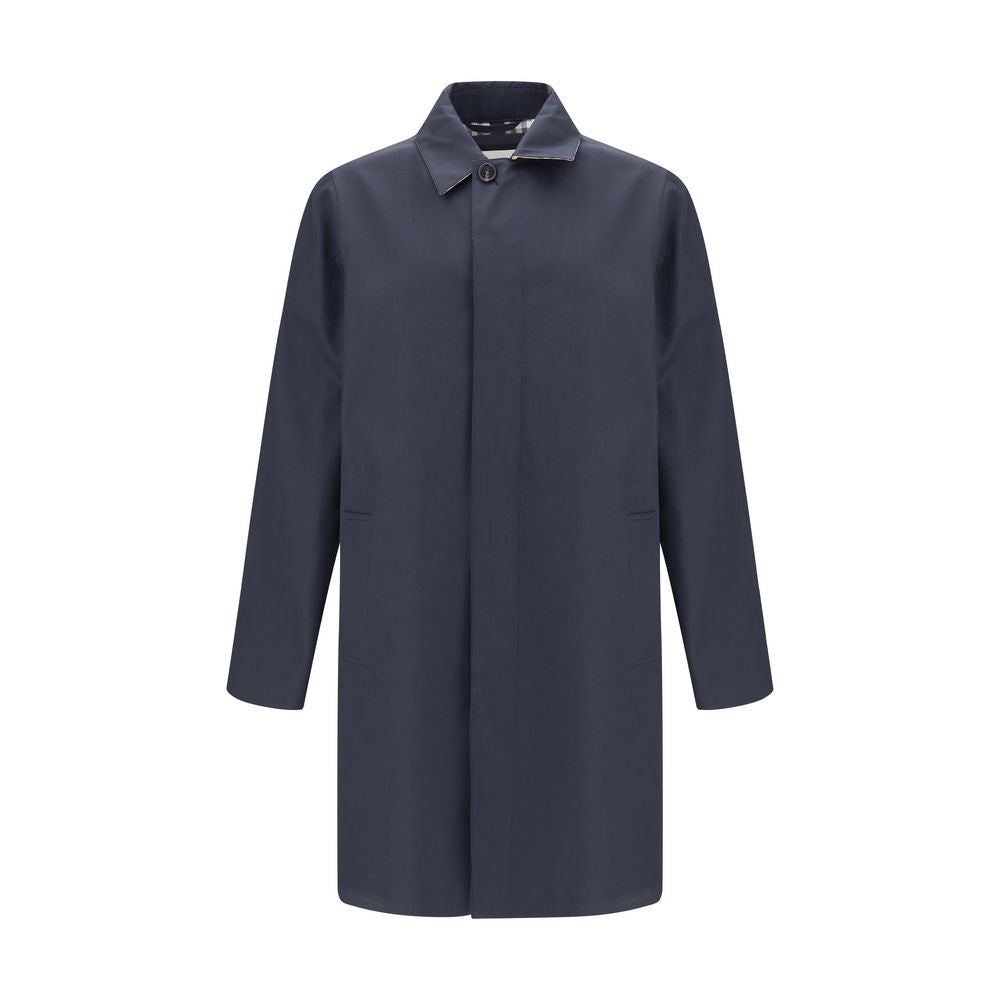 Burberry Blue Cotton Coat Mens Jacket