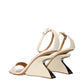 Off-White Beige Leather Platform Sandals
