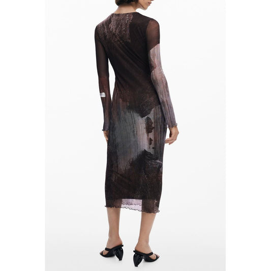 Desigual Brown Polyester Dress