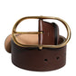 Dolce & Gabbana Brown Leather Classic Metal Oval Buckle Belt