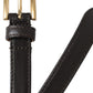 Dolce & Gabbana Black Leather Long Skinny Gold Metal Buckle Belt