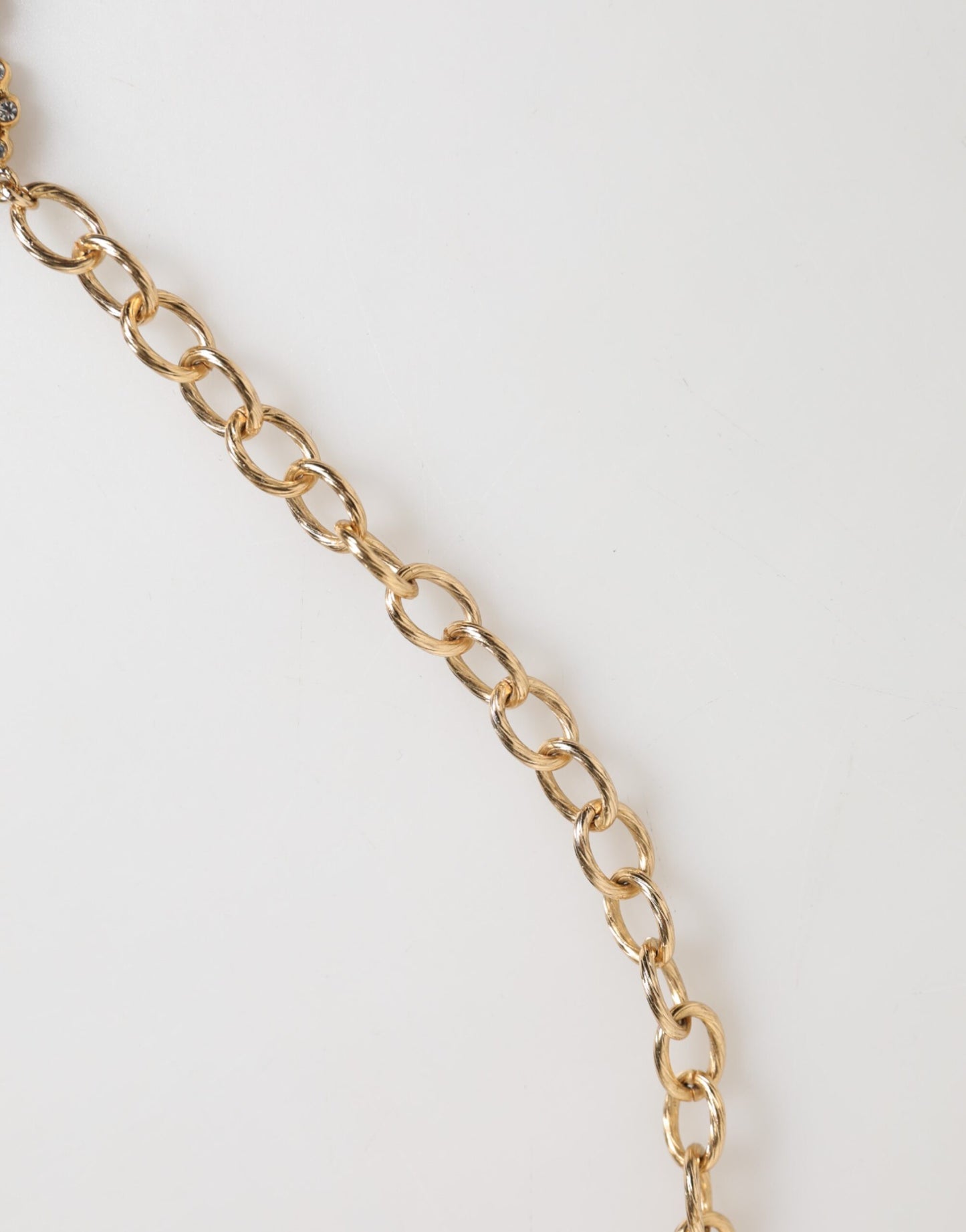 Dolce & Gabbana Gold Crystal Clock Pendant Statement Jewelry Necklace Womens Necklace