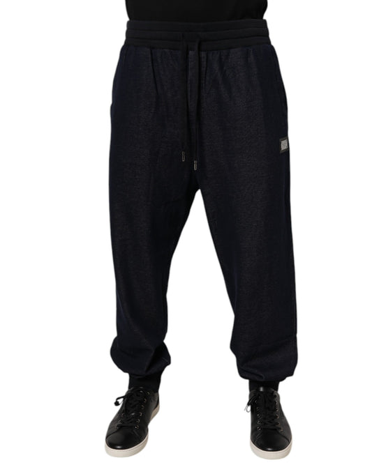 Dolce & Gabbana Black Cotton Blend Men Jogger Trouser Pants