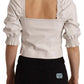 PINKO White Square Neck Button Down Crop Blouse