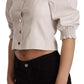 PINKO White Square Neck Button Down Crop Blouse