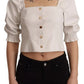 PINKO White Square Neck Button Down Crop Blouse