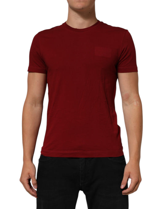 Dolce & Gabbana Maroon Cotton Crew Neck Short Sleeves T-Shirt Mens T-Shirt