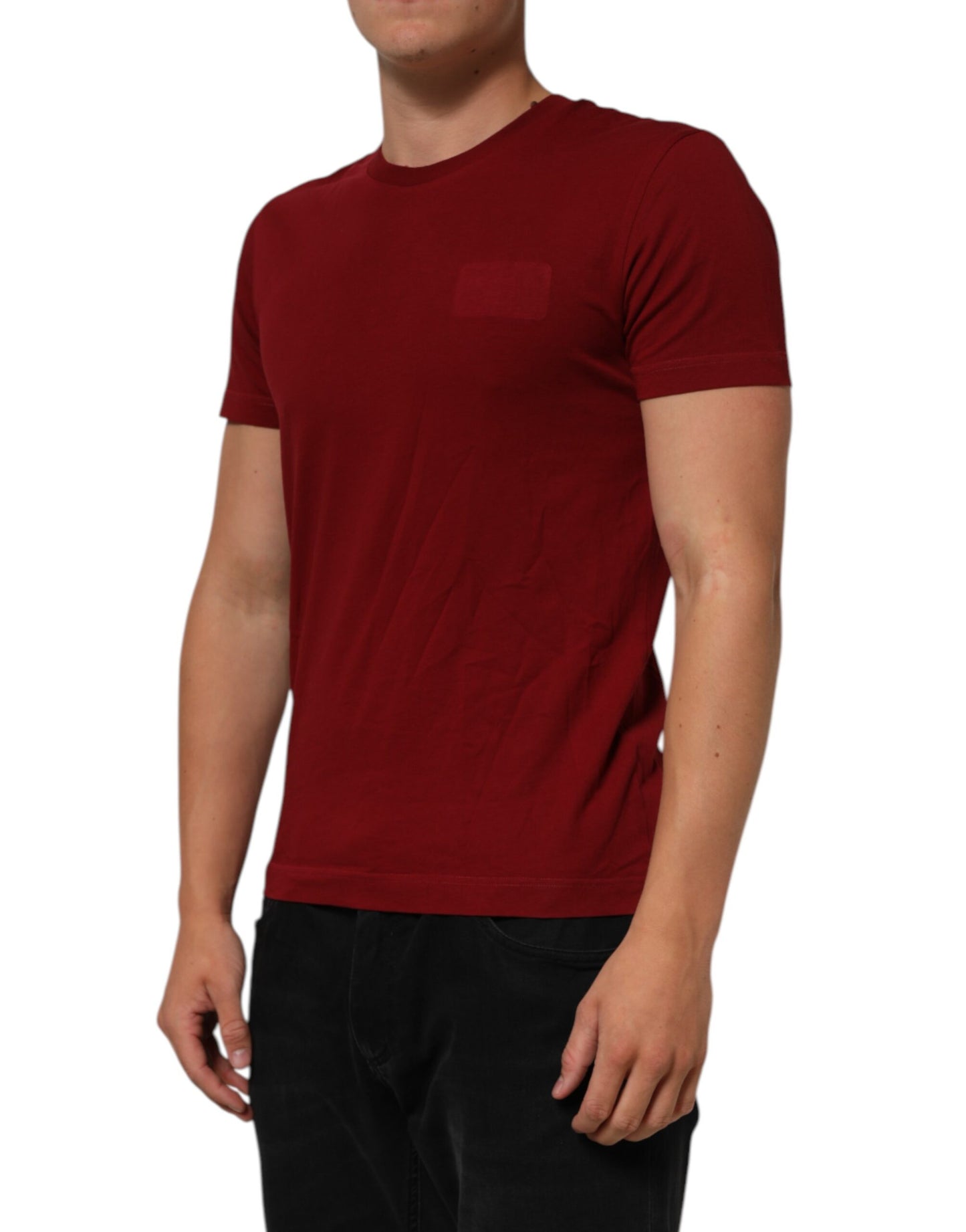 Dolce & Gabbana Maroon Cotton Crew Neck Short Sleeves T-Shirt Mens T-Shirt