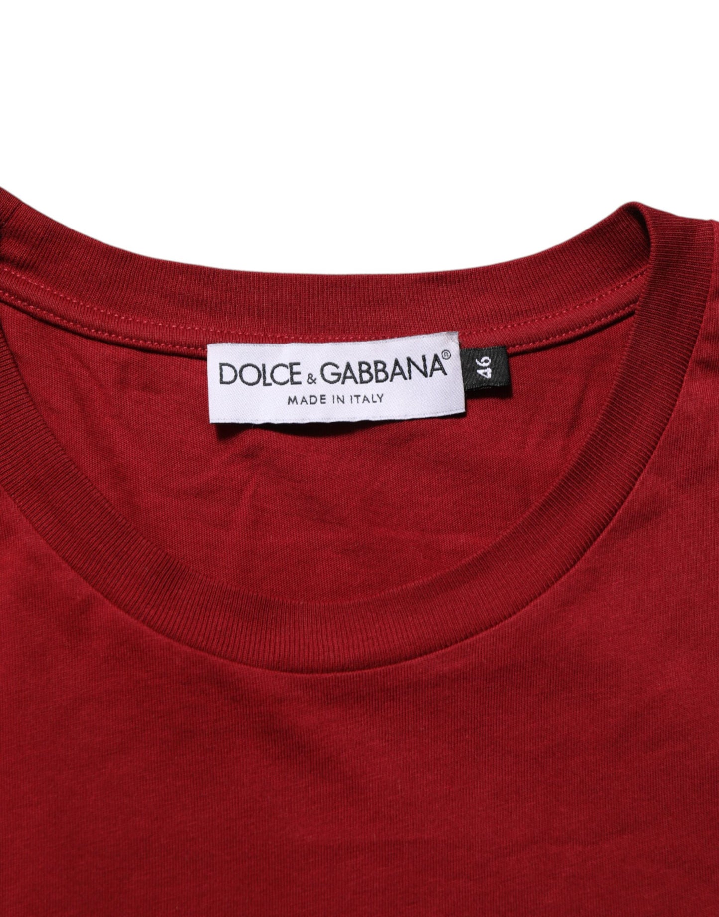 Dolce & Gabbana Maroon Cotton Crew Neck Short Sleeves T-Shirt Mens T-Shirt