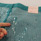 Blumarine Cadet Blue Sequined Low Waist Cropped Trouser Pants