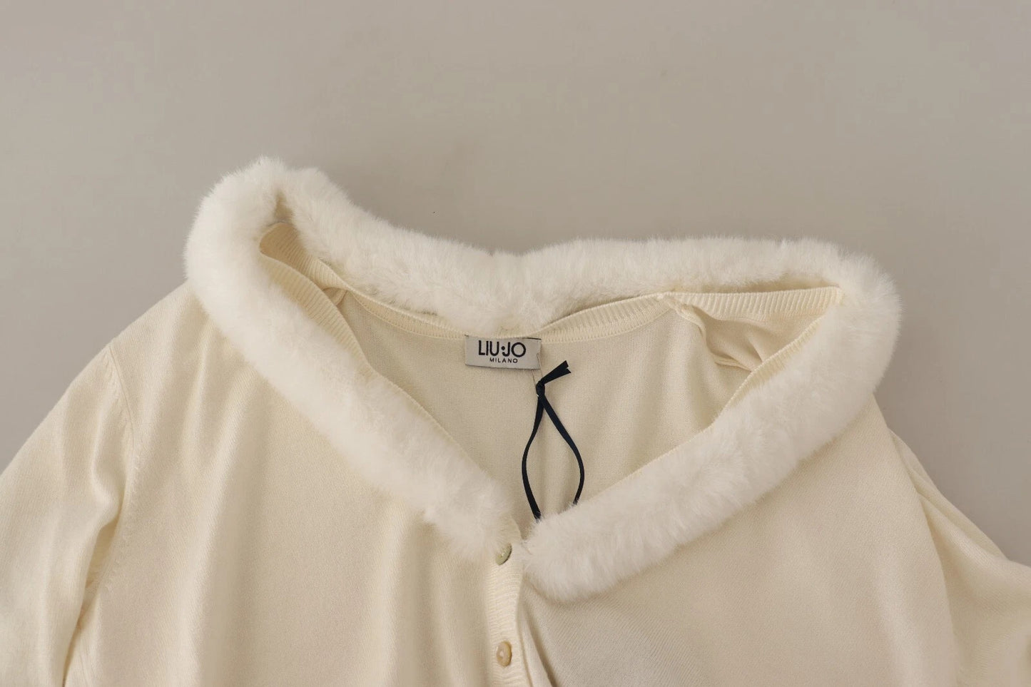 Liu Jo White Viscose Long Sleeves Fur Shearling Blouse