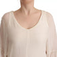 Patrizia Pepe Off White Silk Long Sleeves Deep Vneck Top