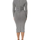 Dolce & Gabbana Gray Nylon Bodycon Sheath Long Sleeves Dress