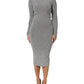 Dolce & Gabbana Gray Nylon Bodycon Sheath Long Sleeves Dress