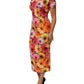 Dolce & Gabbana Multicolor Floral Print SilkSheath Midi Dress