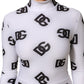 Dolce & Gabbana Black White Logo Monogram Long Sleeves Jumpsuit Dress