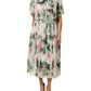 Dolce & Gabbana White Floral Print Silk Pleated Midi Dress