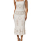 Dolce & Gabbana White Floral Lace Sleeveless Midi Dress