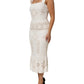 Dolce & Gabbana White Floral Lace Sleeveless Midi Dress