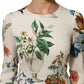 Dolce & Gabbana White Flower Vase Silk Sheath Midi Dress