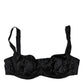 Dolce & Gabbana Black Silk Semi-Pad Balconette Bra Underwear