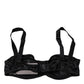 Dolce & Gabbana Black Silk Semi-Pad Balconette Bra Underwear