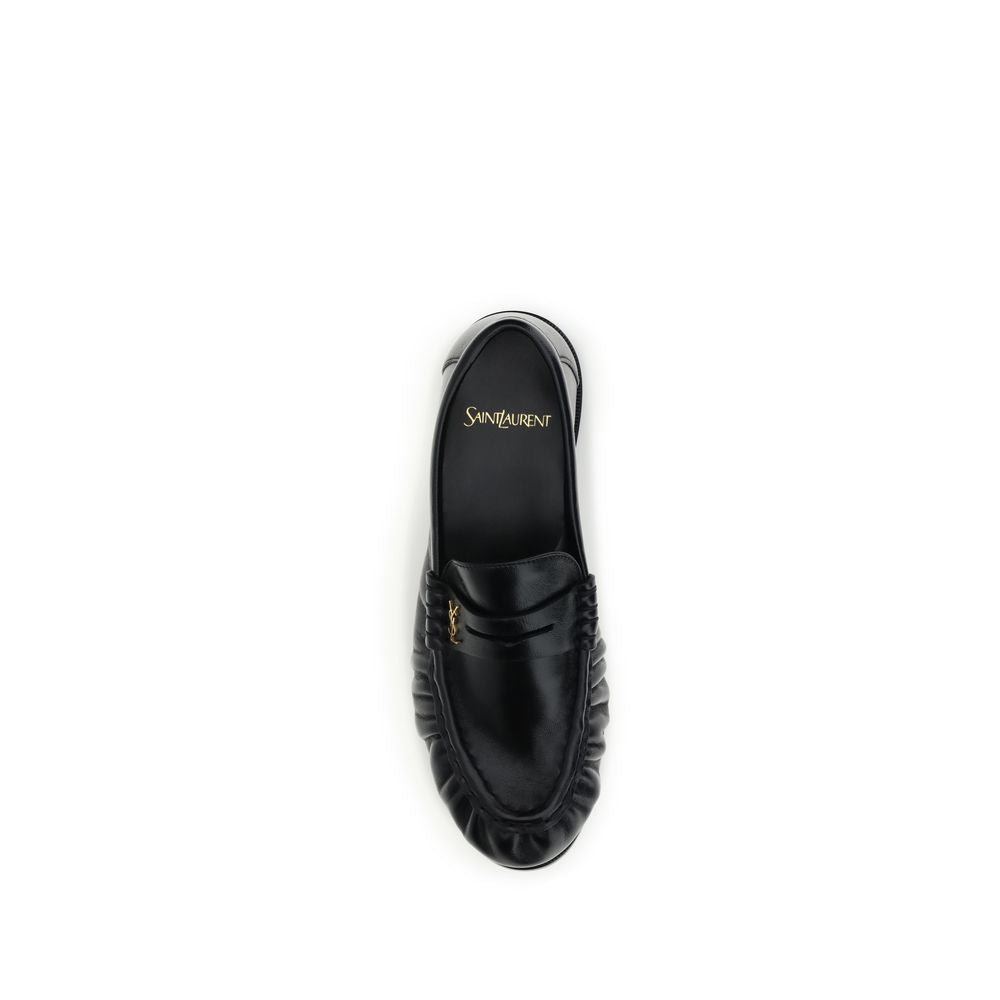 Saint Laurent Black Lamb Ovis Aries Aries Slip-On Loafers