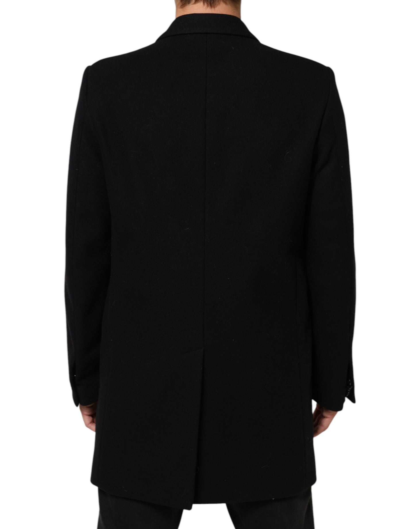 Dolce & Gabbana Black Wool Buttoned Men Trench Coat Jacket Mens Jacket