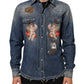 Dolce & Gabbana Blue Angel Patch Denim Buttoned Down Men Shirt
