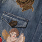 Dolce & Gabbana Blue Angel Patch Denim Buttoned Down Men Shirt