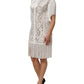 Dolce & Gabbana White Floral Lace Fringe Knee Length Dress