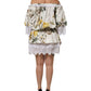 Dolce & Gabbana White Floral Lace Off Shoulder Mini Dress