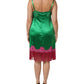 Dolce & Gabbana Green Floral Lace Fringes Lingerie Dress