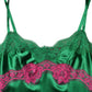 Dolce & Gabbana Green Floral Lace Fringes Lingerie Dress