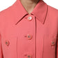 Dolce & Gabbana Pink Buttoned Down Trench Coat Jacket