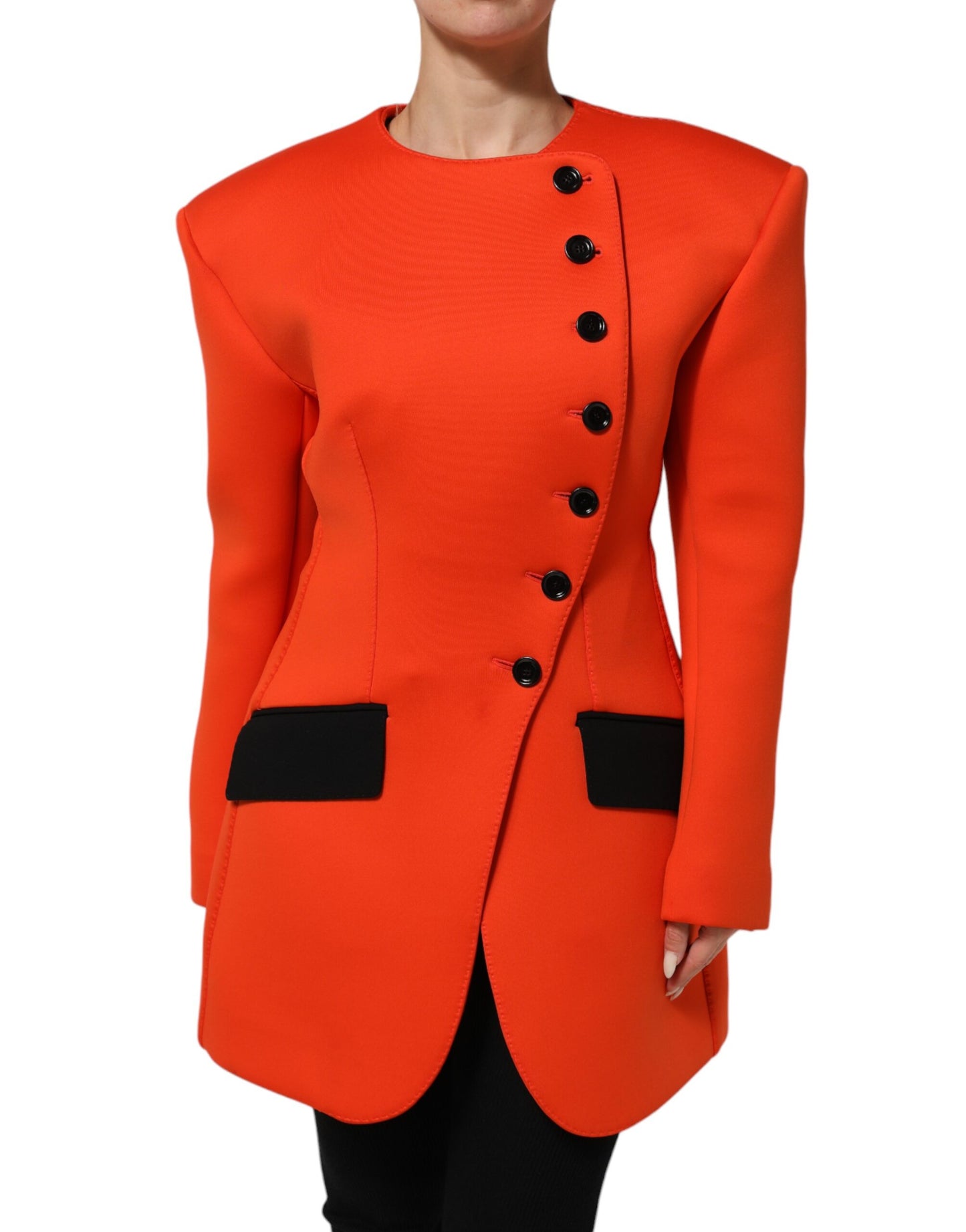 Dolce & Gabbana Red Buttoned Down Women Trench Coat Jacket