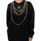 Dolce & Gabbana Black Crystal DG Necklace Sweatshirt Sweater