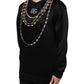 Dolce & Gabbana Black Necklace Crystal DG Logo Sweatshirt Sweater