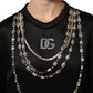 Dolce & Gabbana Black Crystal DG Necklace Sweatshirt Sweater