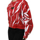 Dolce & Gabbana Red White Cotton Printed Pullover Sweater