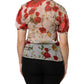 Dolce & Gabbana White Floral Tie-Neck Poppy Print Blouse Top