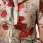 Dolce & Gabbana White Floral Tie-Neck Poppy Print Blouse Top