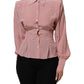 Dolce & Gabbana Pink Silk Collared Long Sleeves Blouse Top