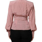 Dolce & Gabbana Pink Silk Collared Long Sleeves Blouse Top