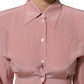 Dolce & Gabbana Pink Silk Collared Long Sleeves Blouse Top