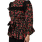 Dolce & Gabbana Black Floral Print Long Sleeve Blouse Top