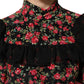 Dolce & Gabbana Black Floral Print Long Sleeve Blouse Top