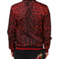 Dolce & Gabbana Red Leopard Print Full Zip Bomber Jacket Mens Jacket