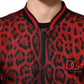Dolce & Gabbana Red Leopard Print Full Zip Bomber Jacket Mens Jacket